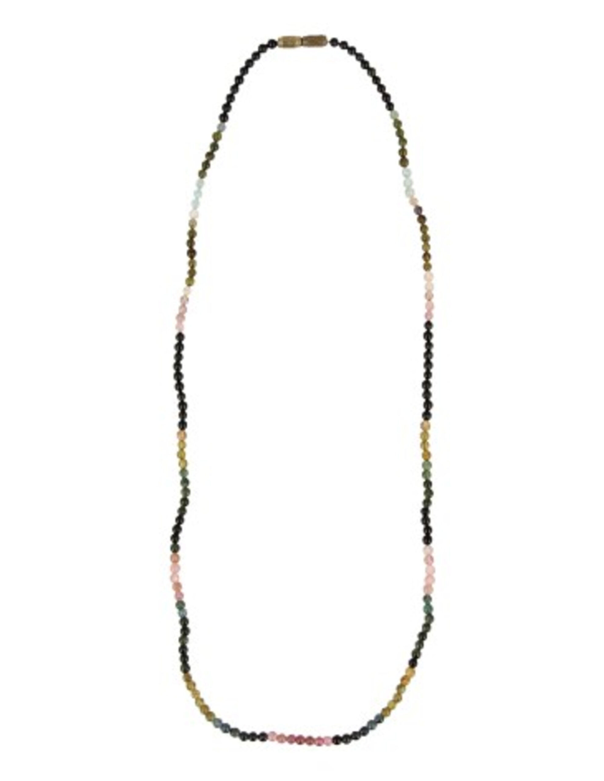 Toermalijn watermeloen collier rond 3mm