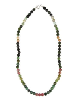 Toermalijn watermeloen collier rond 6mm