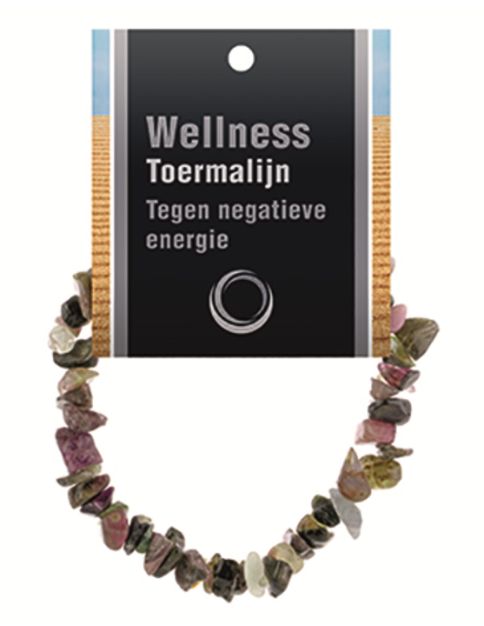 Toermalijn watermeloen splitarmband + kaart (multi)