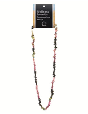 Toermalijn watermeloen splitketting + kaart (multi)