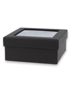 Verpakkingsdoosje zwart 90x90 mm met raam
