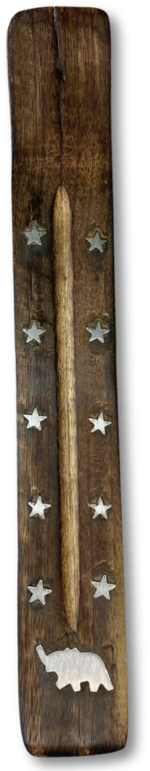 Wierook Plank Mangohout met olifantje - wierook houder